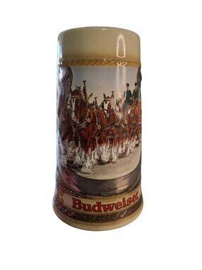 Budweiser Clydesdales Beer Stein Ceramarte Brazil Collector Mug Vintage